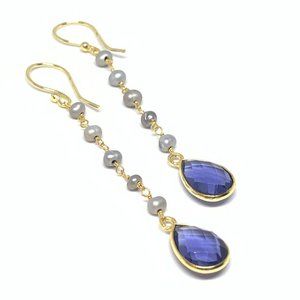 Amethyst Quartz Natural Stone Dangling Earrings for Women